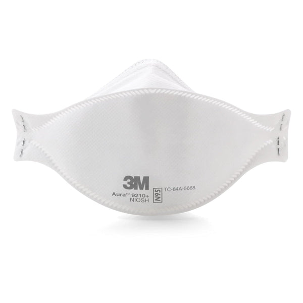 3M Aura Particulate Respirator 9210+, N95, Disposable, Smoke, Grinding, Sanding, Sawing, Sweeping, Dust, Stapled Flat Fold