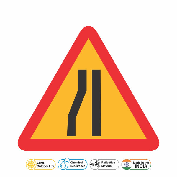Reflective Left Traffic Lane Cautionary Warning Sign Board