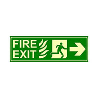Glow in Dark Fire Exit Signboard right Arrow, 300 x 100 mm Pack of 4