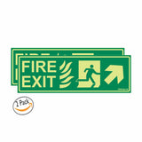 Glow in The Dark Fire Exit Sign Right Up Arrow