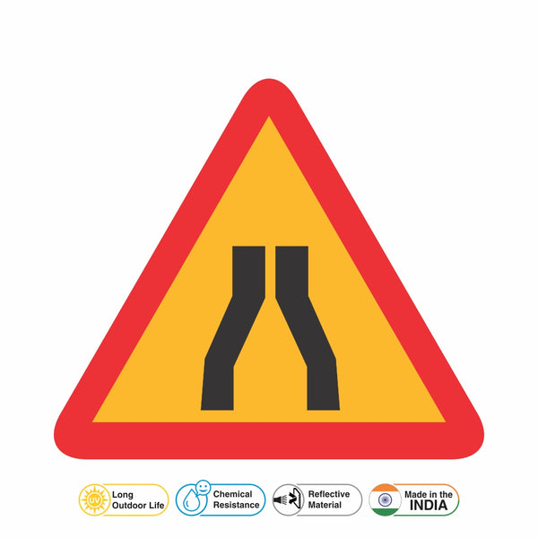 Reflective Undivided Carriageway Cautionary Warning Sign Board