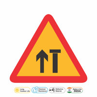 Reflective Lane Closed (R) (Two Lane Carriageway) Traffic Cautionary Warning Sign Board