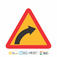 Reflective Right Hand Curve Cautionary Warning Sign Board