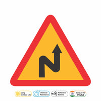 Reflective Right Reverse Bend Traffic Cautionary Warning Sign Board