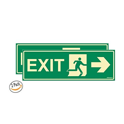 Glow In the Dark Emergency Exit Right Arrow signboard Pack of 2