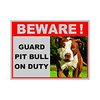 Beware of Guard Pitbull on Duty Sign Board for walls ,doors and Gates