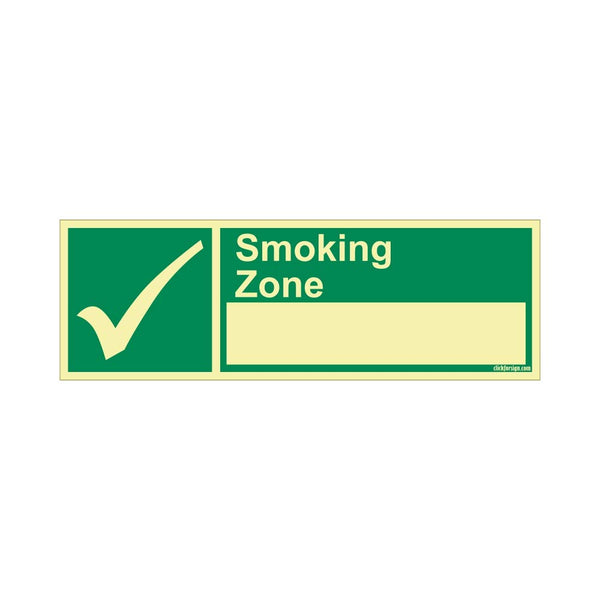 Glow In The Dark Smoking Zone Safety Sign Board For Walls And Doors