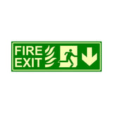 Glow in The Dark Emergency Fire Exit Sign Down Arrow