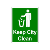 Keep City Clean and Green Dustbin Sign Board for walls and doors