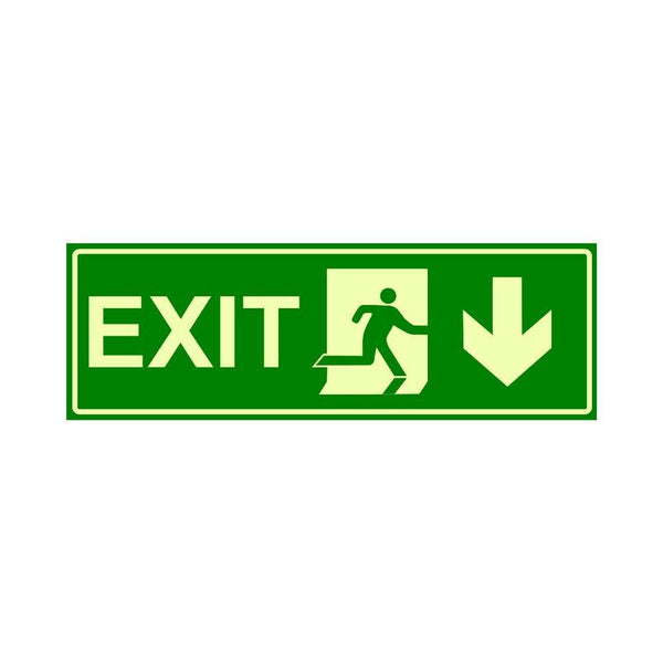 Glow in The Dark Emergency Exit Sign Down Arrow