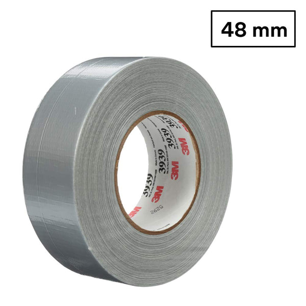 3M 3939 Heavy Duty Duct Tape, Silver, Rubber, 48 mm x 54.8 m, 9.0 mil