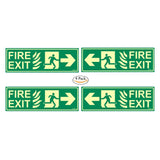 Glow in Dark Fire Exit Signboard combo(pack of 4) right arrow P2,left arrow P2 300 x 100 mm