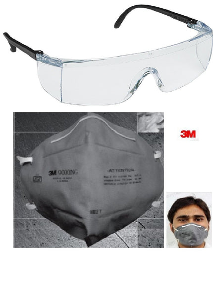 3M Full Eye Cover Bike Riding Goggles with Anti Pollution Face Mask. Pack of 2