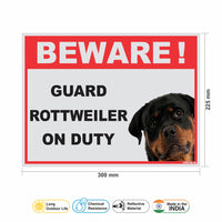 Beware of Guard Dog Rottweiler on Duty Sign Board for walls ,doors and Gates