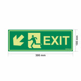 Glow In The Dark Emergency Exit Sign Left Down Arrow(300 x 100)