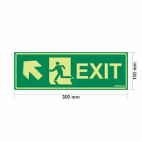 Glow In The Dark Emergency Exit Sign Left Up Arrow(300 x 100)