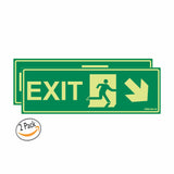Glow In The Dark Emergency Exit Sign Right Bottom Arrow(300 x 100)