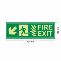Glow In the Dark Emergency Fire Exit Sign Left Bottom Arrow Sign