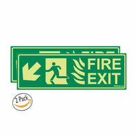 Glow In the Dark Emergency Fire Exit Sign Left Bottom Arrow Sign