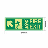 Glow in The Dark Fire Exit Sign Left Up Arrow