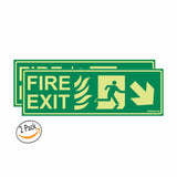 Glow in Dark Emergency Fire Exit Sign Right Bottom Arrow Sign Board, 300 x 100 mm