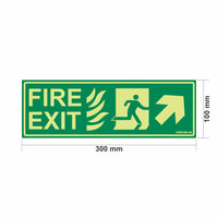 Glow in The Dark Fire Exit Sign Right Up Arrow