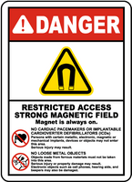 Danger Restricted access Strong Magnetic Feild MRI Sign Board for walls and doors
