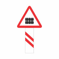 Reflective Guarded Railway Crossing (200 Meters) Cautionary Warning Sign Board