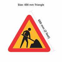 Reflective Man at work 600 mm triangle Cautionary Warning Sign Board