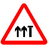 Reflective Lane Closed Traffic Cautionary Warning Sign Board (Two way carriageway)