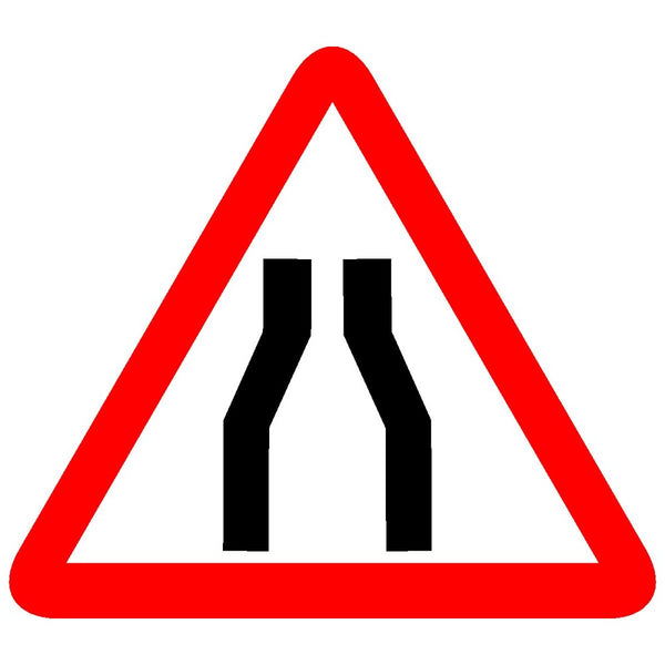 Reflective Narrow Road Ahead Cautionary Warning Sign Board