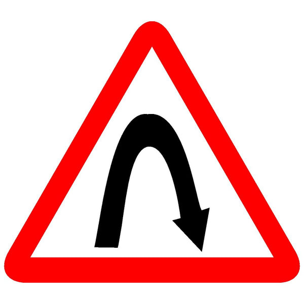 Reflective Right Hairpin Traffic Cautionary Warning Sign Board