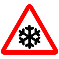 Reflective Slippery Road Due To Ice Cautionary Warning Sign Board