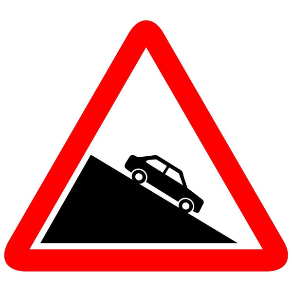 Reflective Steep Descent Cautionary Warning Sign Board