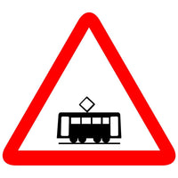 Reflective Trams Crossing Cautionary Warning Sign Board