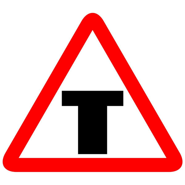 Reflective T - Intersection Cautionary Warning Sign Board