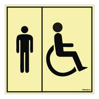 Glow In The Dark Disabled Gents Toilet Sign board