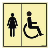 Glow In The Dark Disabled Ladies Toilet General Sign board